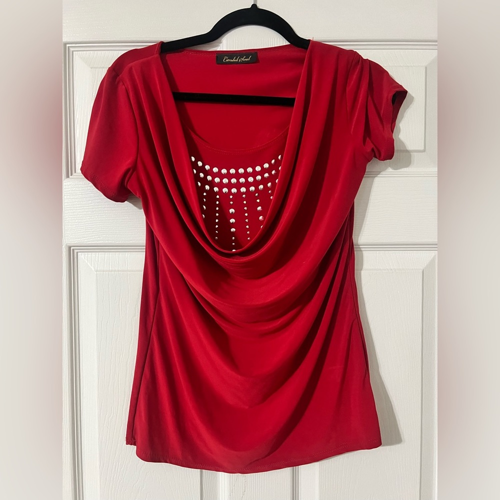 Red and Silver Short sleeve top